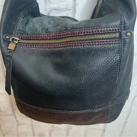 The Sak sequoia black gray leather hobo shoulder bag purse - Picture 2 of 10